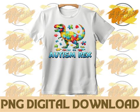 Autism Rex Png Autism Dinosaur Png Autism Awareness Colorful Autism Rex Digital Download