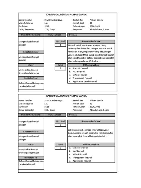 Kartu Soal Pg Pdf
