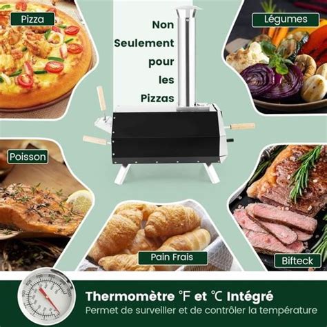 GIANTEX Four à Pizza Extérieur en Inox à Bois Charbon Granulés avec