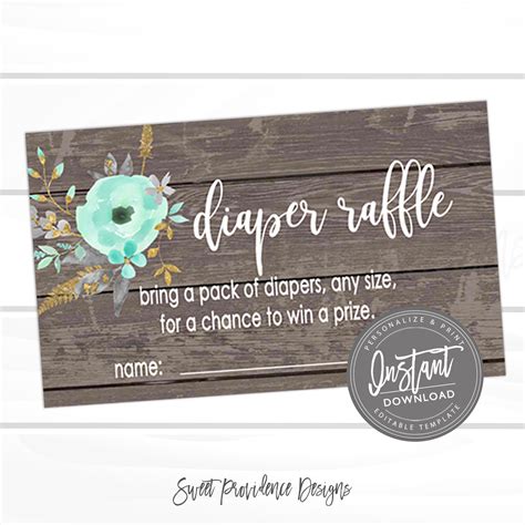 Diaper Raffle Card Sweet Providence Designs