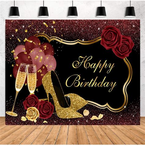 Buy Aperturee X Ft Sweet Red Happy Birthday Backdrop Rose Shiny Sequin