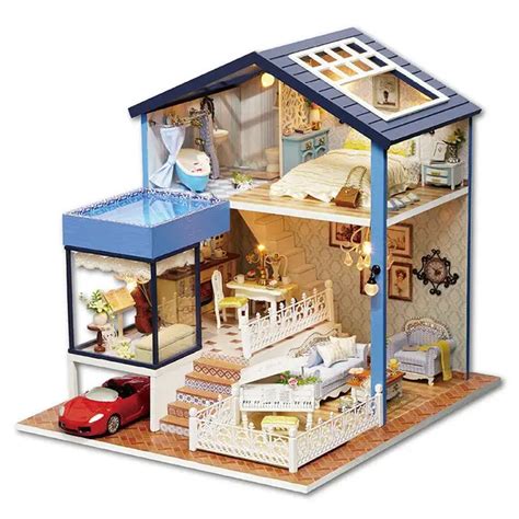 CUTEBEE Doll House Miniature DIY Dollhouse With Furnitures Wooden House ...