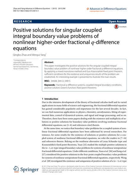 Pdf Positive Solutions For Singular Coupled Integral Boundary Value