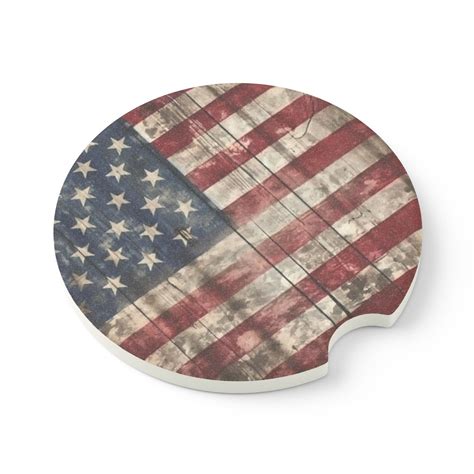 Distressed Wood American Flag Soapstone Car Coaster - Etsy