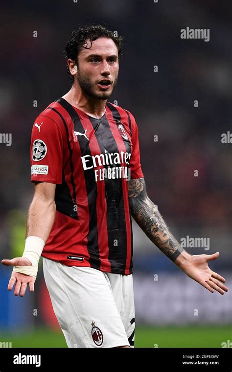 Milan Italy 28 September 2021 Davide Calabria Of Ac Milan Reacts