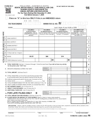 Fillable Online Form Rv Rev Rental Motor Vehicle And Tour