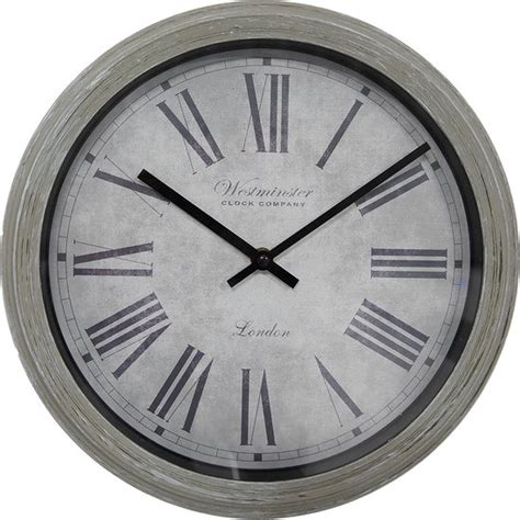 HAES DECO Wandklok Ø 30x4 cm Grijs Kunststof Glas Westminster Clock