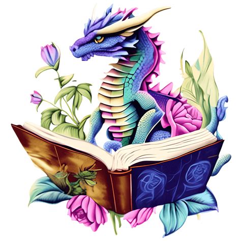 Vintage Dragon Reading Book Graphic · Creative Fabrica