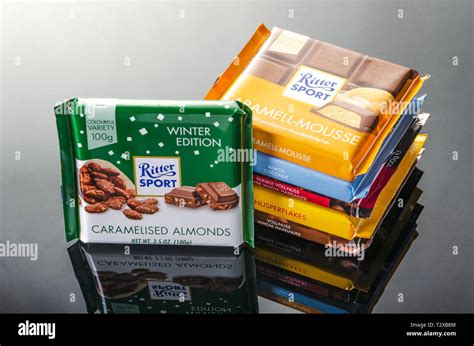 Variety of Ritter Sport chocolate bars Stock Photo - Alamy