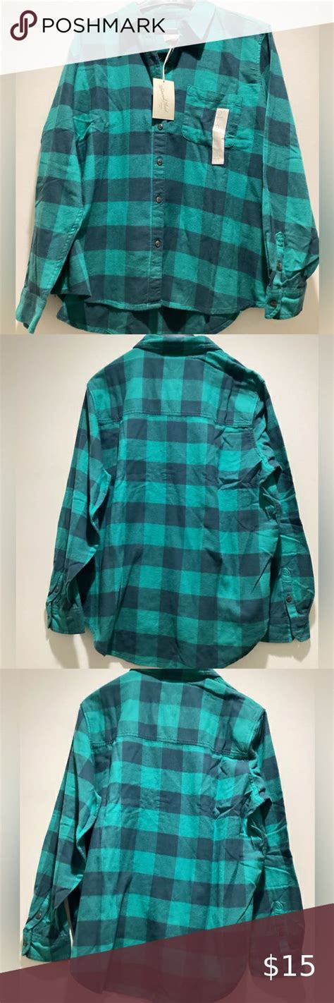 Teal Green Flannel Shirt Size L Green Flannel Shirt Clothes Design