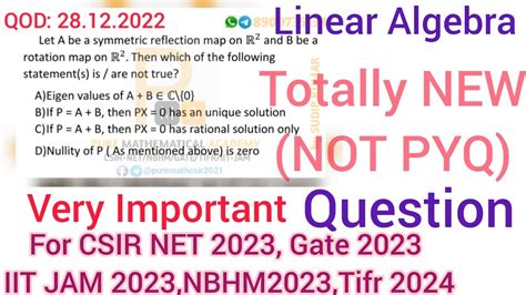 Csir Net Linear Algebra Solution QOD 28 12 2022 Iit Jam Linear