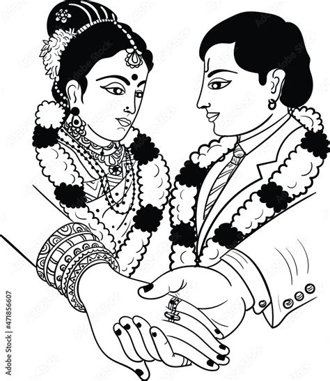 Vettoriale Stock Indian Wedding Clip Art Of Man And Woman Getting