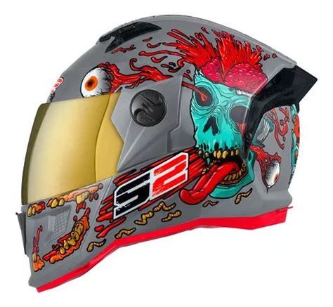 Casco Protork Stealth Zombie Vis Anticuado Casco Gris De Color Dorado