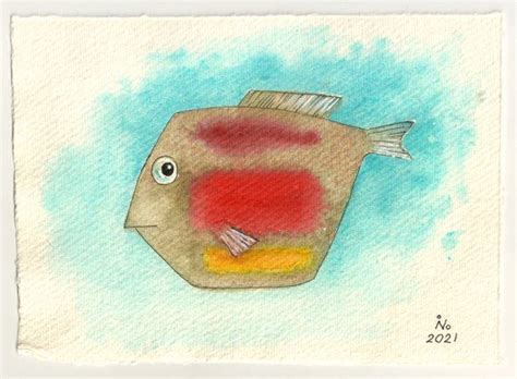 Rothko Fish 2021 Watercolour By Ilona Borodulina Rothko Bird