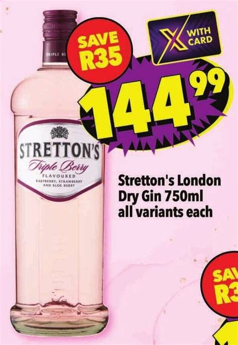 Stretton S London Dry Gin Ml All Variants Each Offer At Shoprite