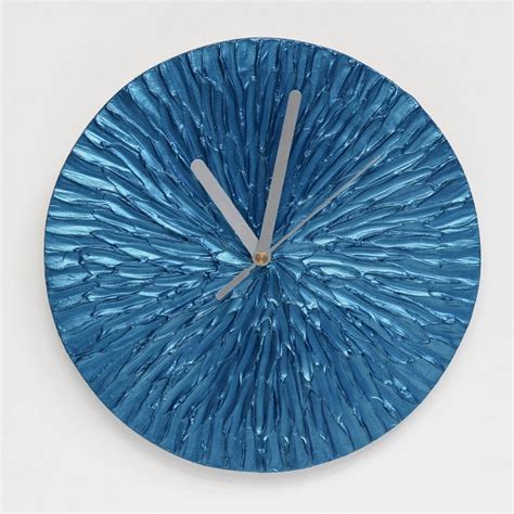 BLUE WALL CLOCK Modern Metallic Blue and Silver Office Decor - Etsy