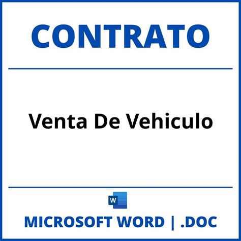 Contrato De Venta De Vehiculo En Word