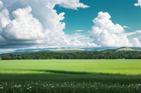 Premium Ai Image A Lush Green Field With Green Sky