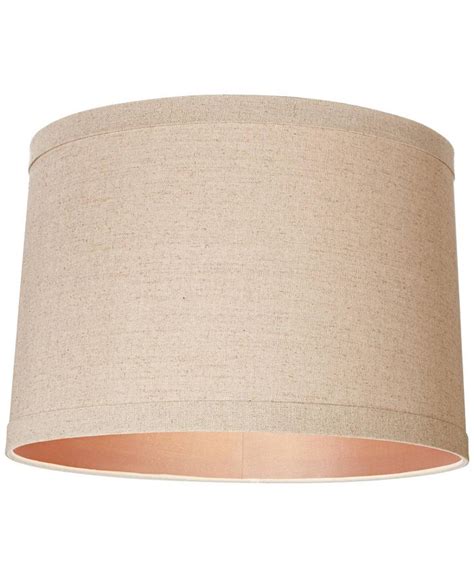 Springcrest Set Of 2 Natural Linen Medium Drum Lamp Shades 15 Top X 16 Bottom X 11 High