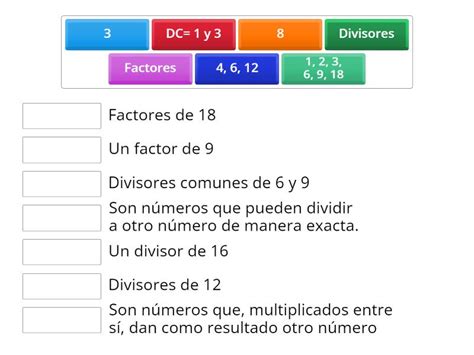 FACTORES Y DIVISORES Match Up