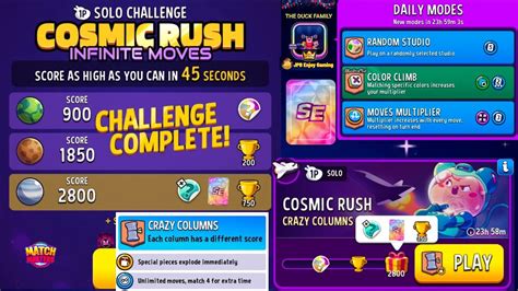 Solo Challenge Cosmic Rush Crazy Columns Blow Em Up 2800 Score Moves