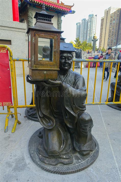 Hong Kong China January 22 2017 Stoned Statue Made Of Bronze At