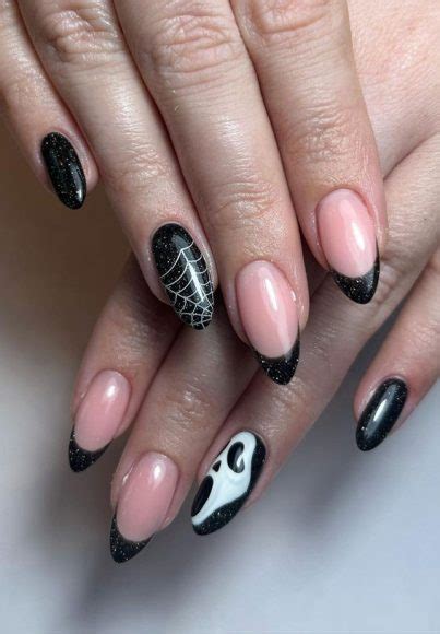 30 Spooky Halloween Nail Ideas Cobwebs Ghost Face French Tips I