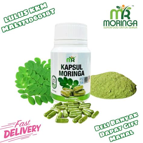 Mr Moringa Oleifera Kapsul Moringa Premium Capsules Moringa For Health Daun Kelor 60 Biji Lulus