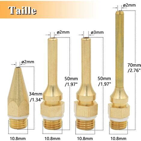 Kit de 4 Pièces Buse de Pistolet à Colle Chaude en Cuivre Buses