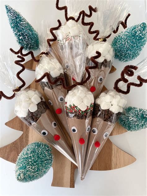 Pack Of 20 Cute Reindeer Hot Chocolate Cocoa Cone Stocking Stuffer Christmas T Etsy