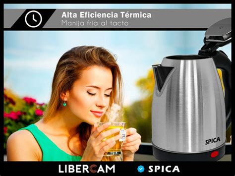 Jarra Pava Electrica Spica Sp Acero Inoxidable Mate Cafe Plateado