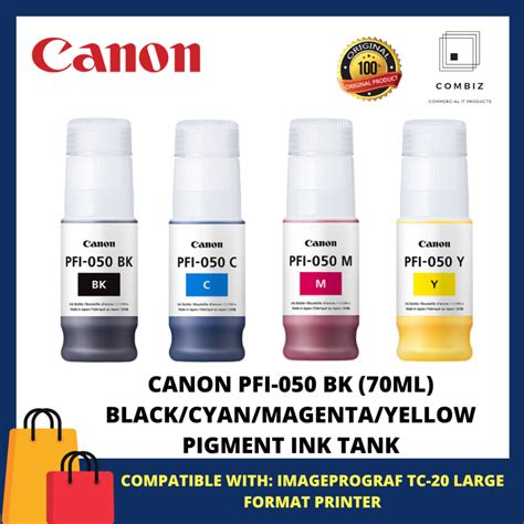 CANON PFI 050 70ml BLACK CYAN MAGENTA YELLOW PIGMENT INK TANK