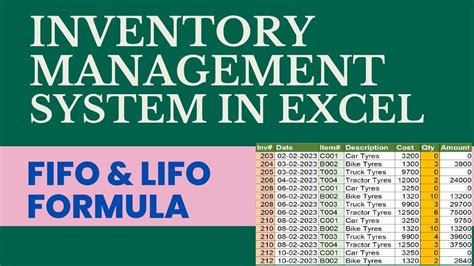 Excel Inventory Management Fifo And Lifo Formula YouTube