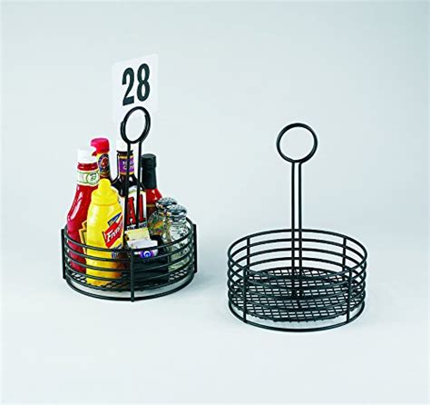 Get Enterprises Black Round Stainless Steel Condiment Caddy Iron