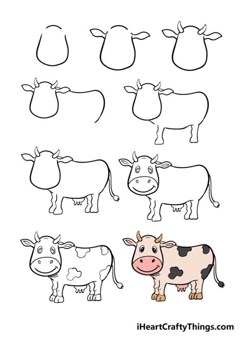 How To Draw A Cow Step By Step Drawing Tutorial With This Printable ...