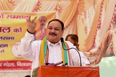 Bjp National President Shri Jp Nadda Addressing A Public Meeting In Panjgain Bilaspur