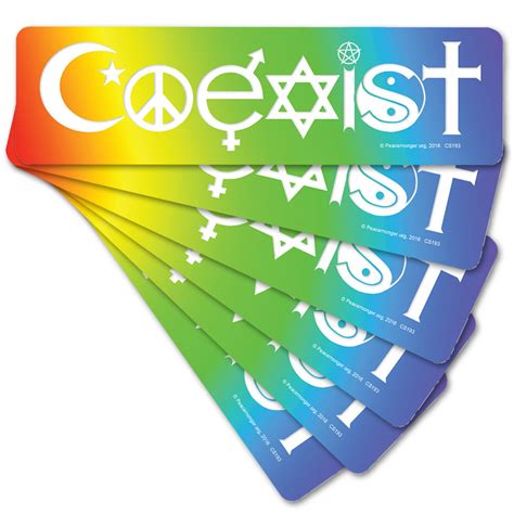 Cs193 6pack Coexist In A Rainbow Interfaith International Peace Decal Bumper Sticker Six Pack