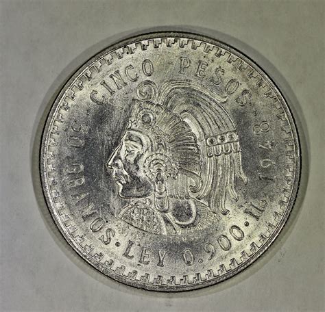 Mexico Silver Pesos Cuauhtemoc High Grade Km J Robinson