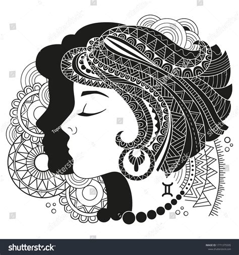 Tattoo Style Vector Silhouette Gemini Isolated Stock Vector (Royalty ...