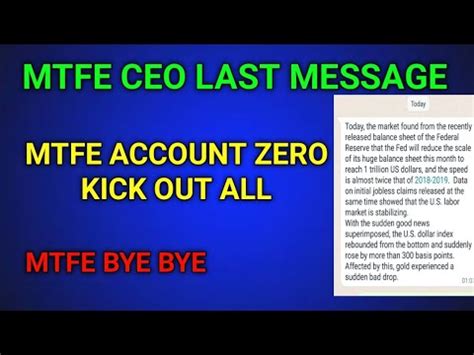 Mtfe Ceo Last Message Mtfe Latest Updates Mtfe Latest News Mtfe