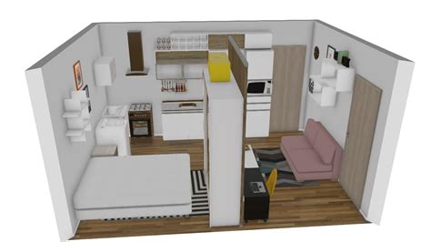 Studio 30m2 De Nathália Planta 3d Mooble