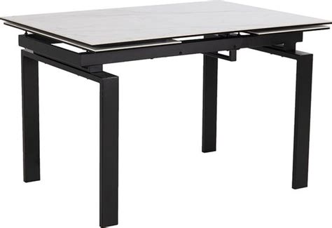 Verlengbare Eettafel 120 200 Cm Lavender Keramiek Marmer Wit Bol