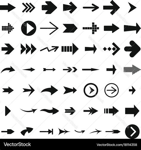 Different arrow icon set simple style Royalty Free Vector