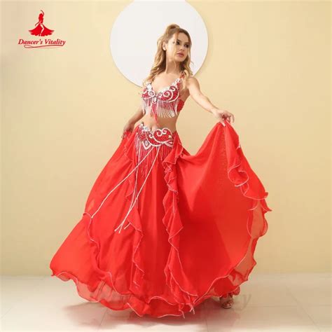 Belly Dance Performance Costume Suit For Women Senior Bra Top Belt