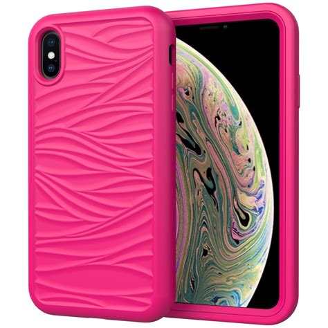 For Iphone Xs Max Wave Pattern 3 In 1 Siliconepc Shockproof Protective