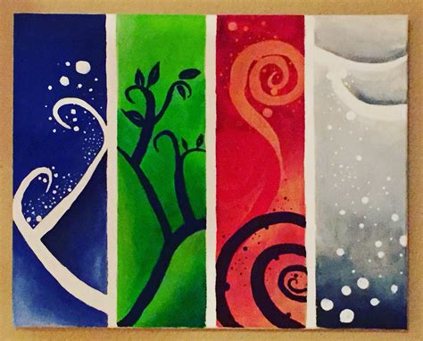 4 Elements | Painting, Acrylic painting, 4 element