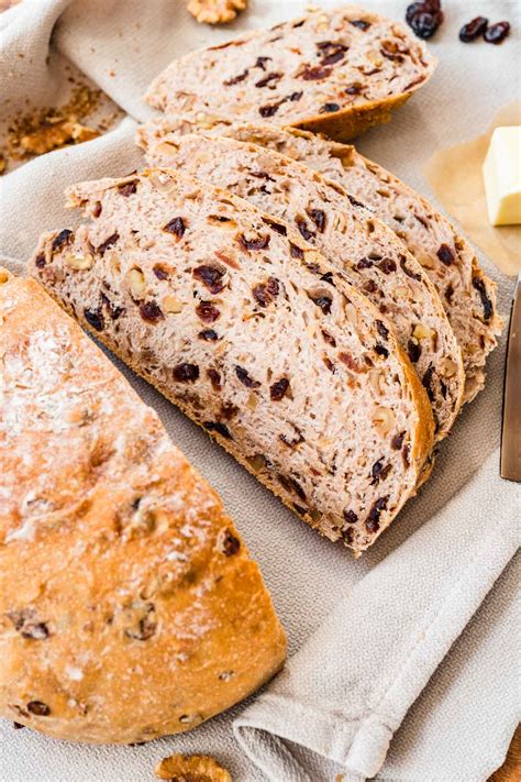 Easy No Knead Cranberry Walnut Bread Recipe Dinner Then Dessert