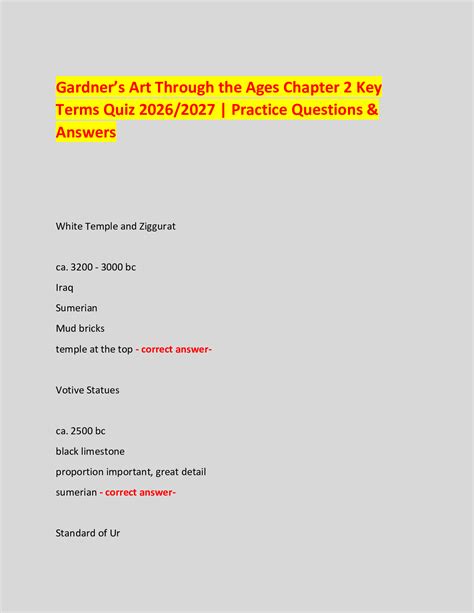 Gardner’s Art Through the Ages Chapter 2 Key Terms Quiz 2026/2027