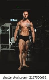 Mature Bodybuilder Naked Torso Showing Sixpack Stock Photo