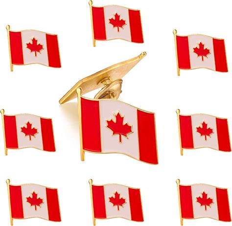 Rhunt 10 Pack Metal Canada Flag Lapel Pin Waving New